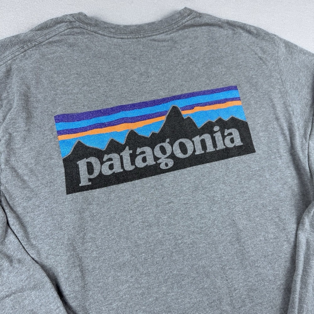 Patagonia Organic Cotton Long Sleeve T-Shirt Men L Gray Hiking‎ Outdoors